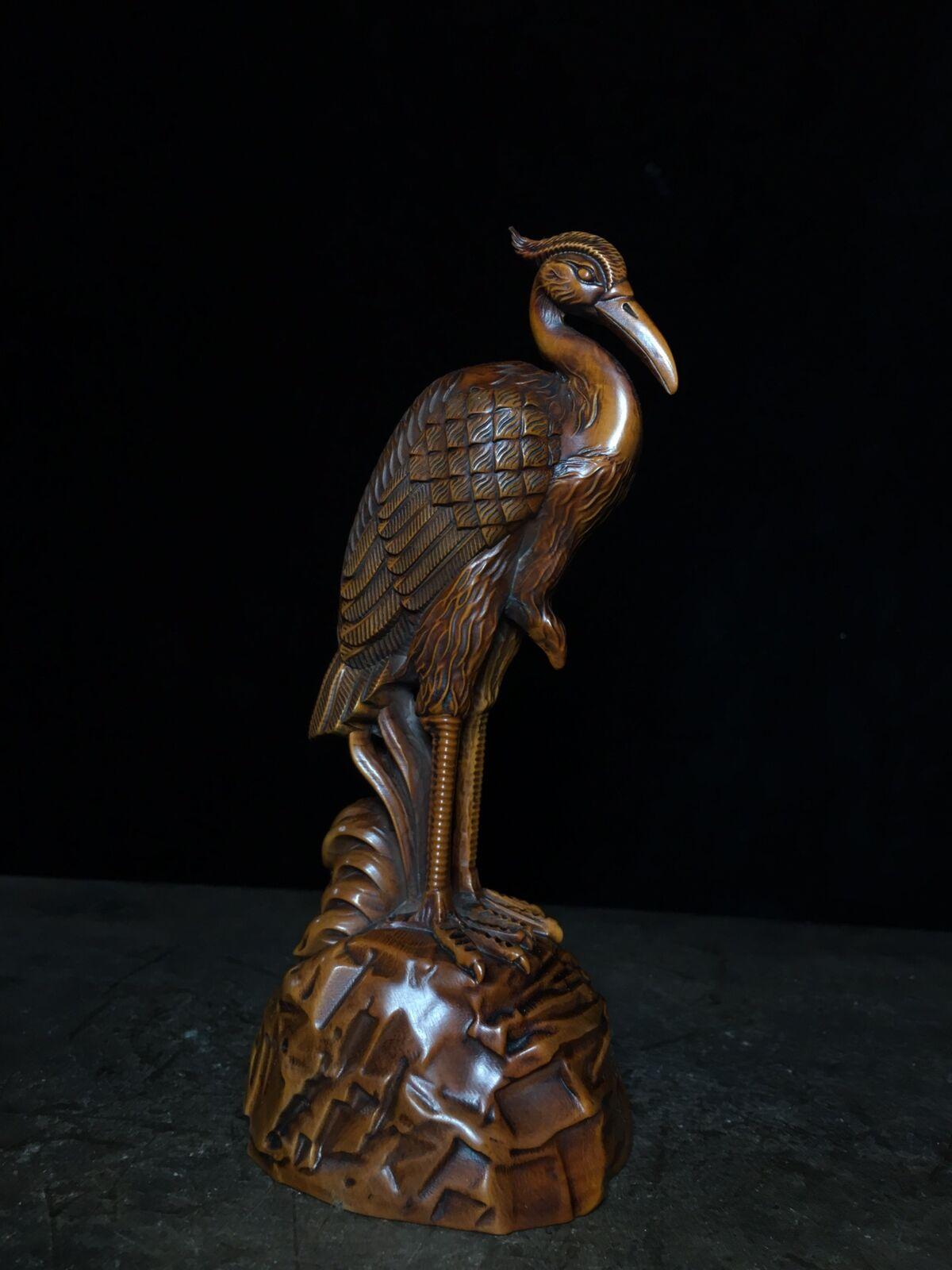 

Китайская резьба по дереву Антикварные деревянные резные статуэтки журавлей Декор для дома в помещении Цапля CHINA