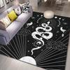 Elegant Snake and Moon Celestial Rug for Boho Chic Rooms  Spiritual Black and White Carpet  Mystical Decor Skid resistant carpet