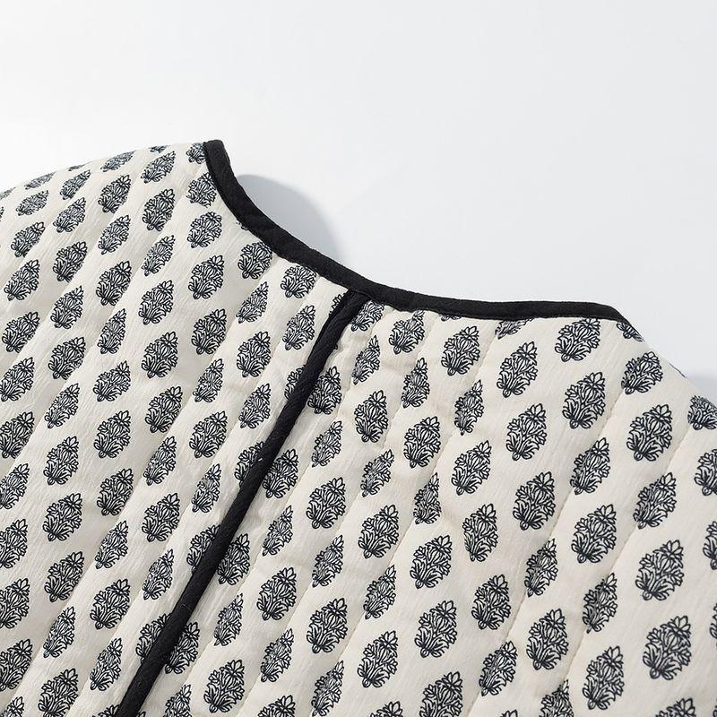 Zbzr Autumn New Women Clothes Western Style Fashion Simple and Versatile Print Quilting Long Sleeve Outerwear 1269460