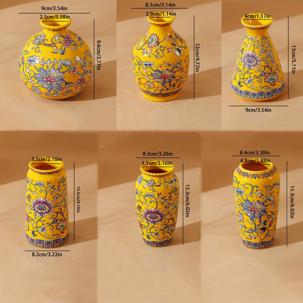 Small Ceramic Vase for Handmade Elegant Vintage Chinese Painting Enamel Glazed Porcelain Decorative Vases for Office Home