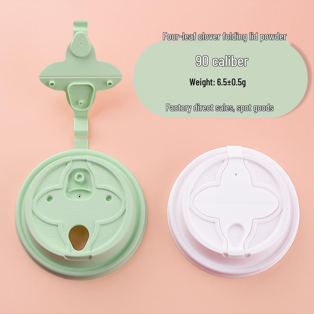 90 Caliber Leak-Proof Milk Tea Cup Lid, Four-Leaf Clover Design, Universal Fit, Breathable, Hot & Cold, Multi-Color, Eco-Friendly 500 pcs