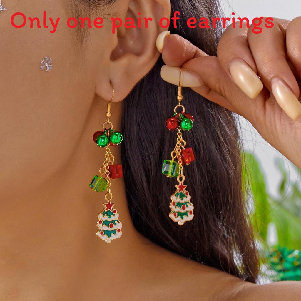Christmas Earrings With Bell Pendant Alloy Holiday For Women And Men