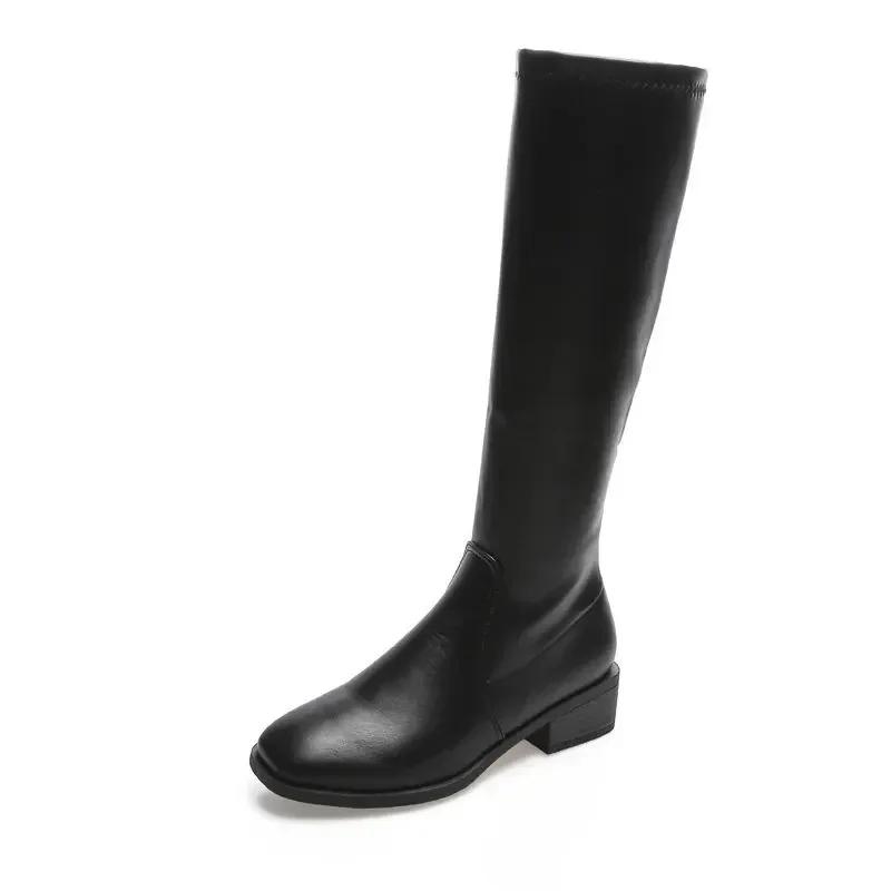 Weißer Winter Damen Neu Botas Mujer Knielang Sexy Elastisch Kältebeständig und Warm Botines Chelsea Boots Stiefel Plus