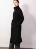 2025 Women's Hepburn Style Black Wool Coat - High-End, Slimming Autumn/Winter Fashion