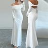 2026 New Cross-border Autumn, One-word Shoulder Fashion Slim Temperament Celebrity Sexy Hip Dress Women's Clothing