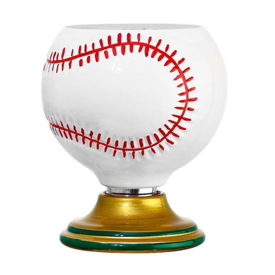 3D Rotating Ball Glass Cup, Creative Soccer Basketball Baseball Golf Design Glass Tumbler, 300ml Lead-Free Drinking Mug for Sports Fans D