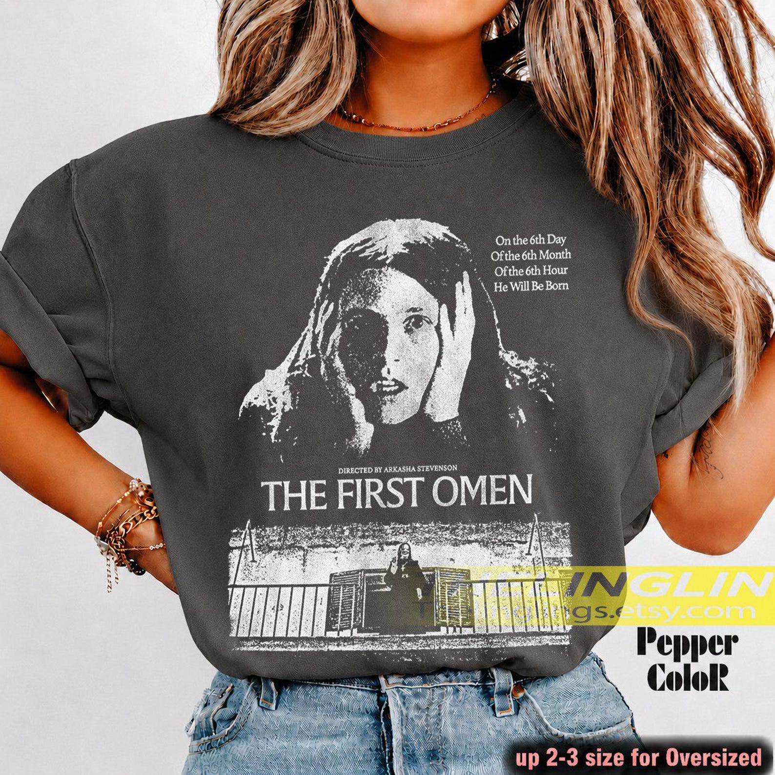 The First Omen 2024 Unisex Softstyle T-Shirt, Horror Movie Tee, Supernatural Graphic Shirt, Scary Film Top, Halloween Apparel FD S