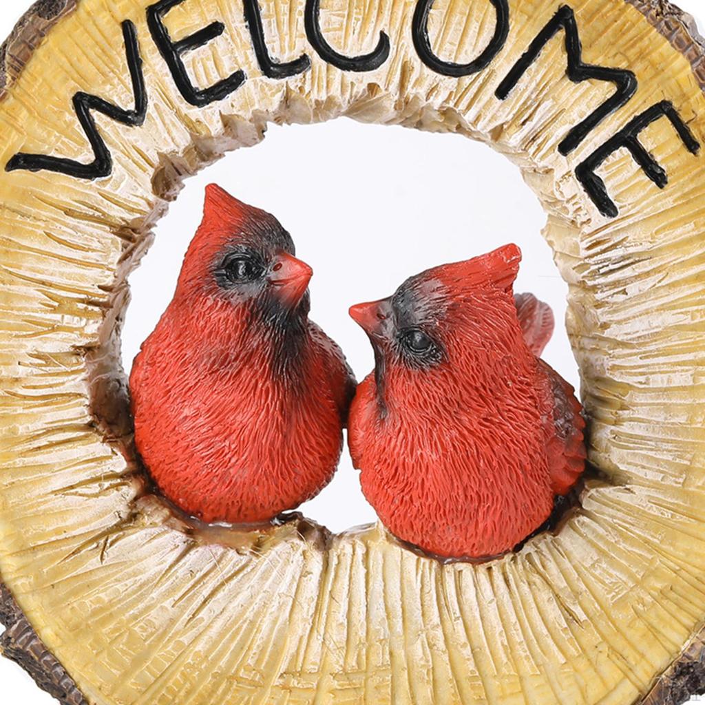Welcome Garden Statues, Hanging Sign Party Offices Bird Figurine Wall Sculpture for Lawn