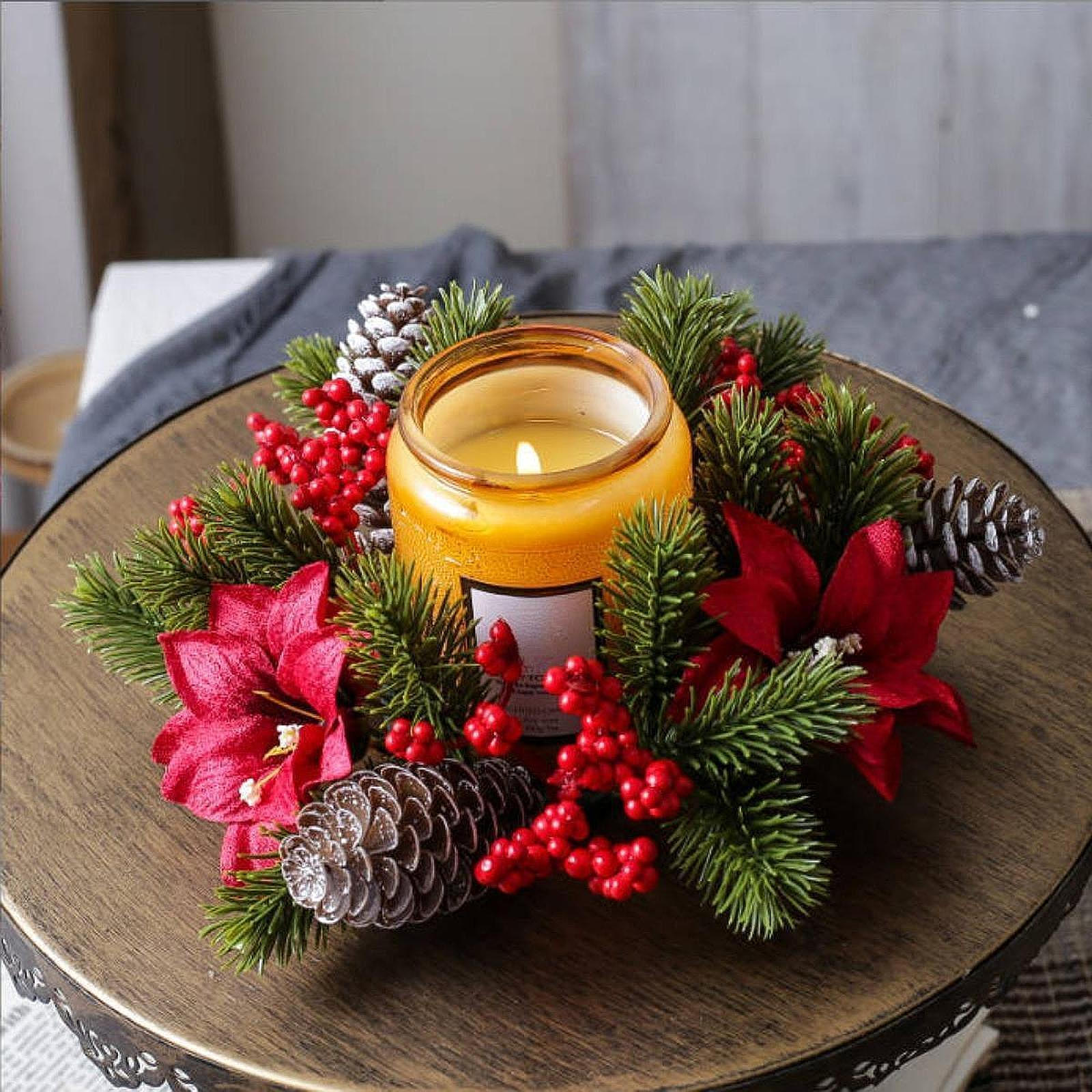 

Рождественский подсвечник-венок для праздничного камина, шкафа