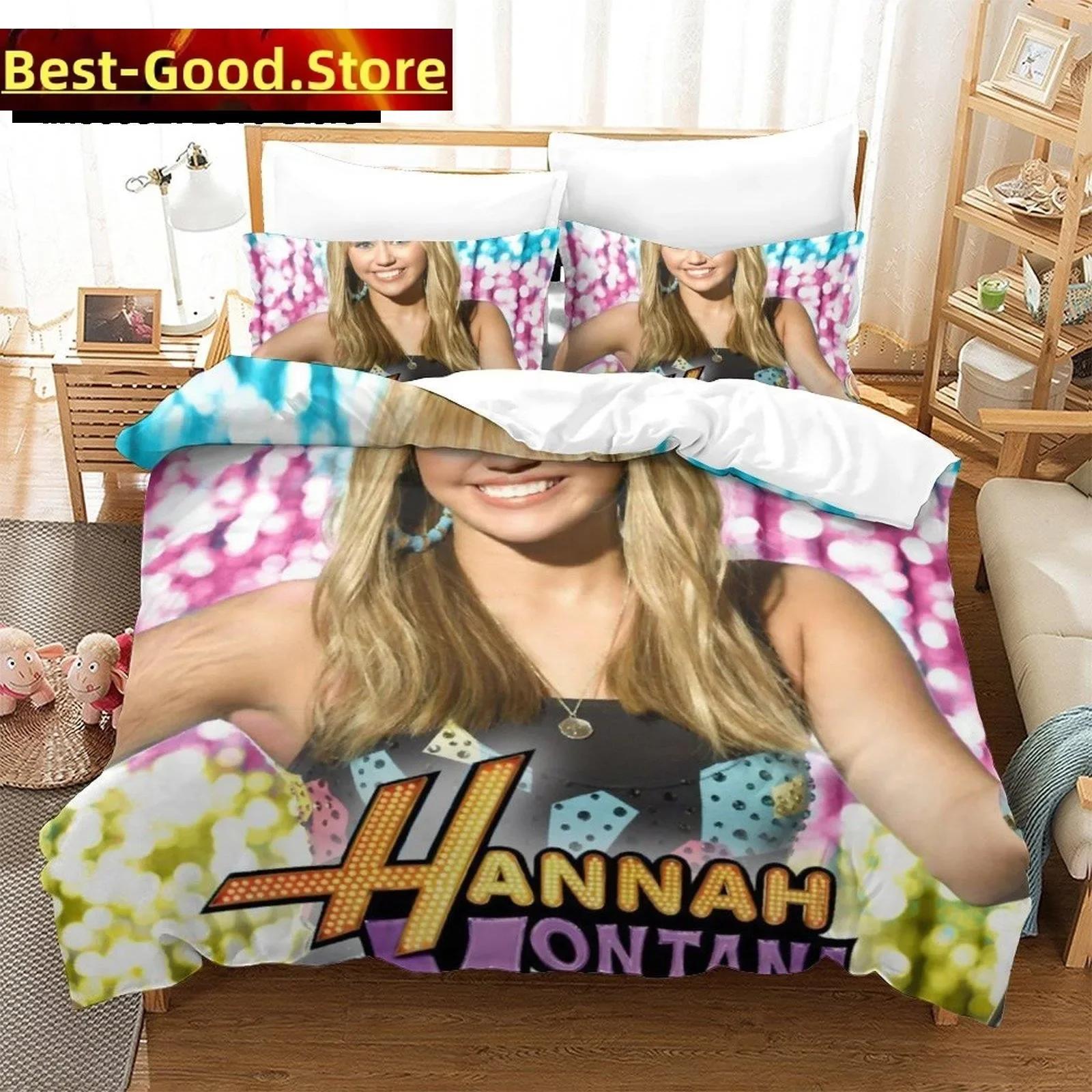 

Fashion Hannah Montana Bedding Set Printed Bed Set With Pillowcase Bed Duvet Cover Soft Single Double Queen Super King Size 150*200cm 3pcs