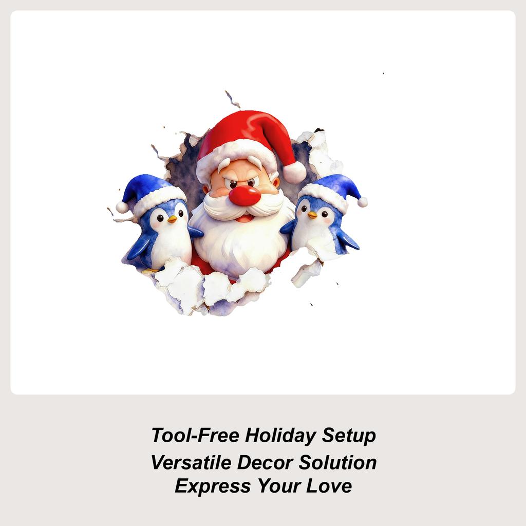 Christmas Creative Wall Stickers Cute Cartoon Santa Claus Breaking Wall Home Decor Christmas Window Wall Door Art Decorations