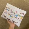 Cute Little Dog Cosmetic Bag Happy Puppy Canvas Makeup Storage Bag Large Capacity Storage Pouch Travel Toiletry Bag