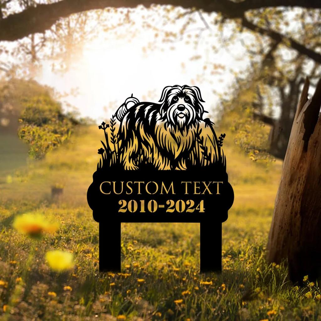 Metal Dog Memorial Garden Stake, Pet Grave Marker, Silky Terrier Outdoor Sign, Animal Remembrance Yard Decoration, Weatherproof Garden Metal Art