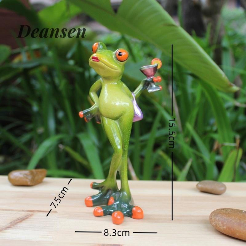 Nordic Elegant Leggy Frog Lady Figurines Shopping Frog Sculpture Resin Animal Statues Funny Frog Home Desktop Living Room Decor