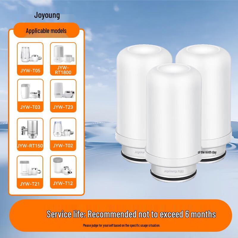 Joyoung Faucet Water Purifier Replacement Filter Cartridge, 3-Pack CN plug (adapter included)