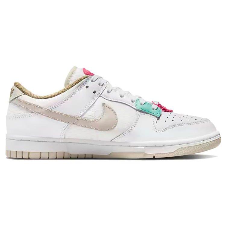 Nike Dunk Street Dance Collection Textile, Split Cow Leather Classic Low top Skateboard Shoes Women's White Pink DX6060-121