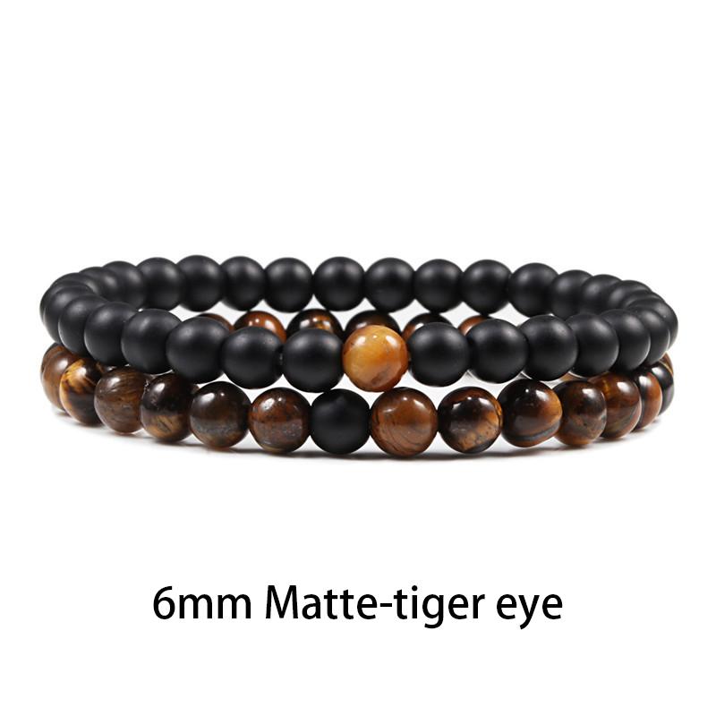 New Design Set Bracelet Couples Natural Stone Bracelets Tiger Eye Beaded Yoga Bracelets for Men Women Elastic Rope Jewelry