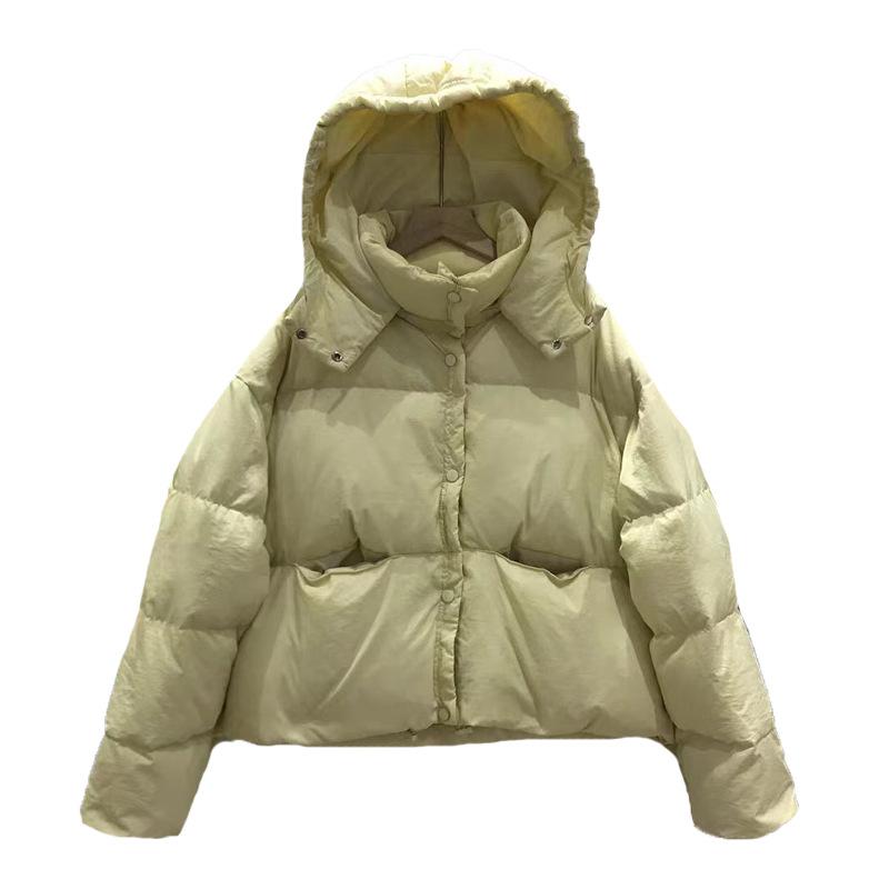 Hooded Candy Color Down Jacket Women's 2024 Winter Fashion Sweet Small Pocket White Duck Down Thickened Bread Jacket