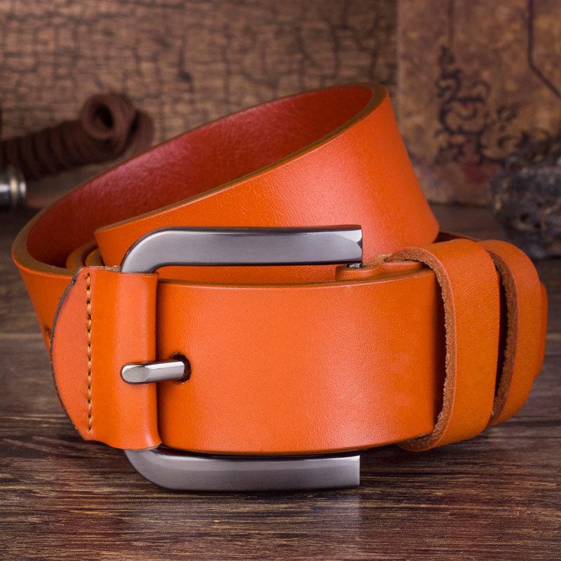 Men'S Belt Pure Cowhide Men'S Pin Buckle Leather Belt Belt Vintage Casual Pants Belt