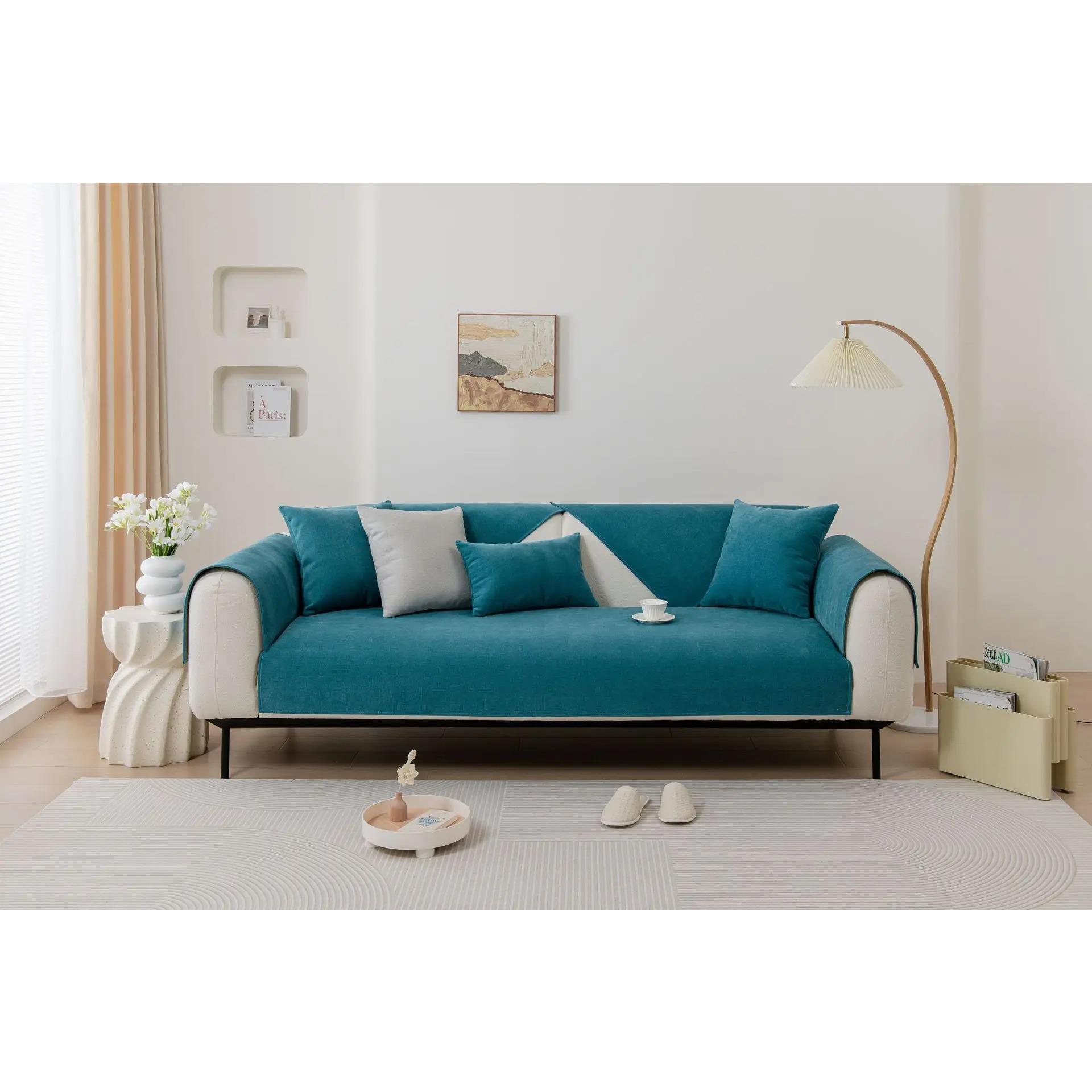 New Cotton Linen Sofa Cover Anti Slip Universal Four Seasons Home Cushion Covers Simple Solid Cloth 70x70cm 1pcs