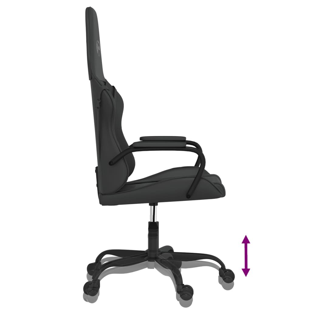 Gaming Chair with Massage Function Black PU Leather