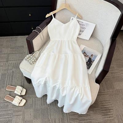 Robe dos nu française pour femme Été Simple Généreuse Décente Petite Mince Robe longue