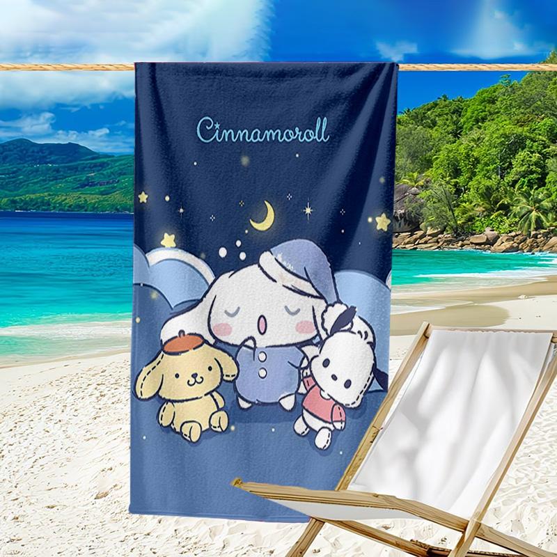1pc Sanrio Cinnamoroll4 Beach Towel, Beach and Seaside Swimming Pool Equipment, Fashion Pattern, Rectangular, Travel Essentials