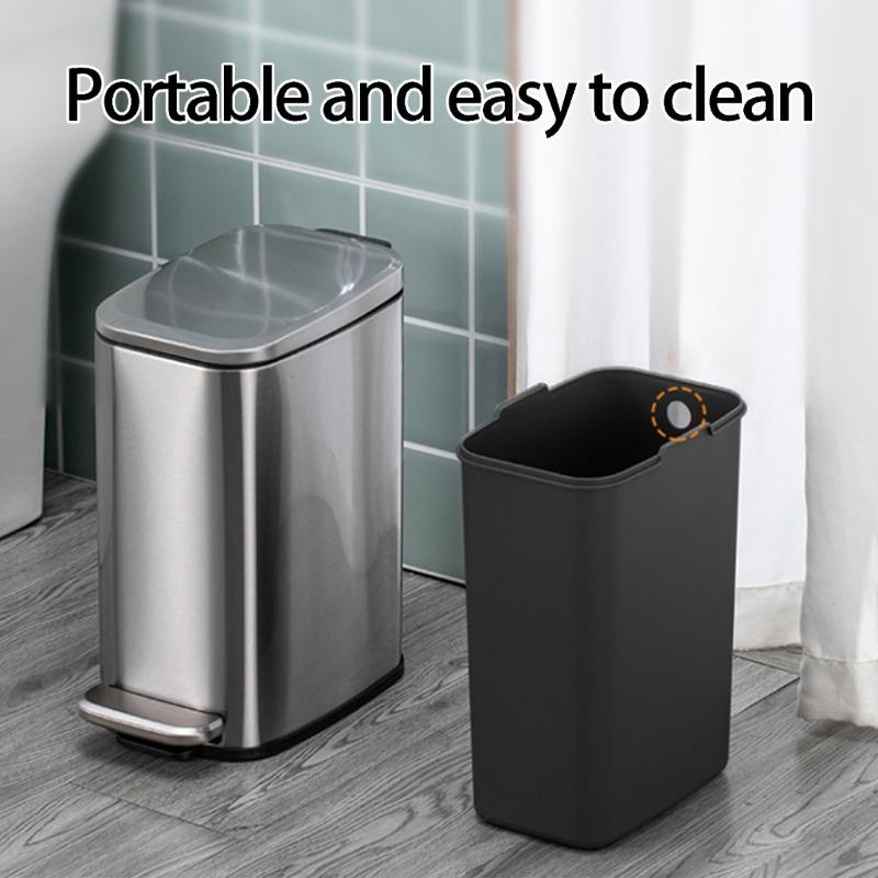 Stainless Steel Rectangular Trash Can 6L Bathroom Waste Bin with Odor Control Seal Lid Slip Resistant Base Home Supply