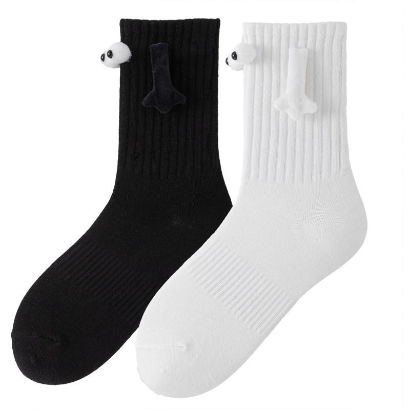 Christmas Couple Mid-Calf Socks 3D Eyes Funny Breathable All-Match