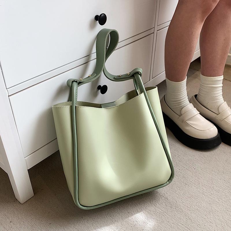 Dámská taška v korejském stylu Bucket Bag Jedno rameno Přenosná velkokapacitní taška Mother Bag