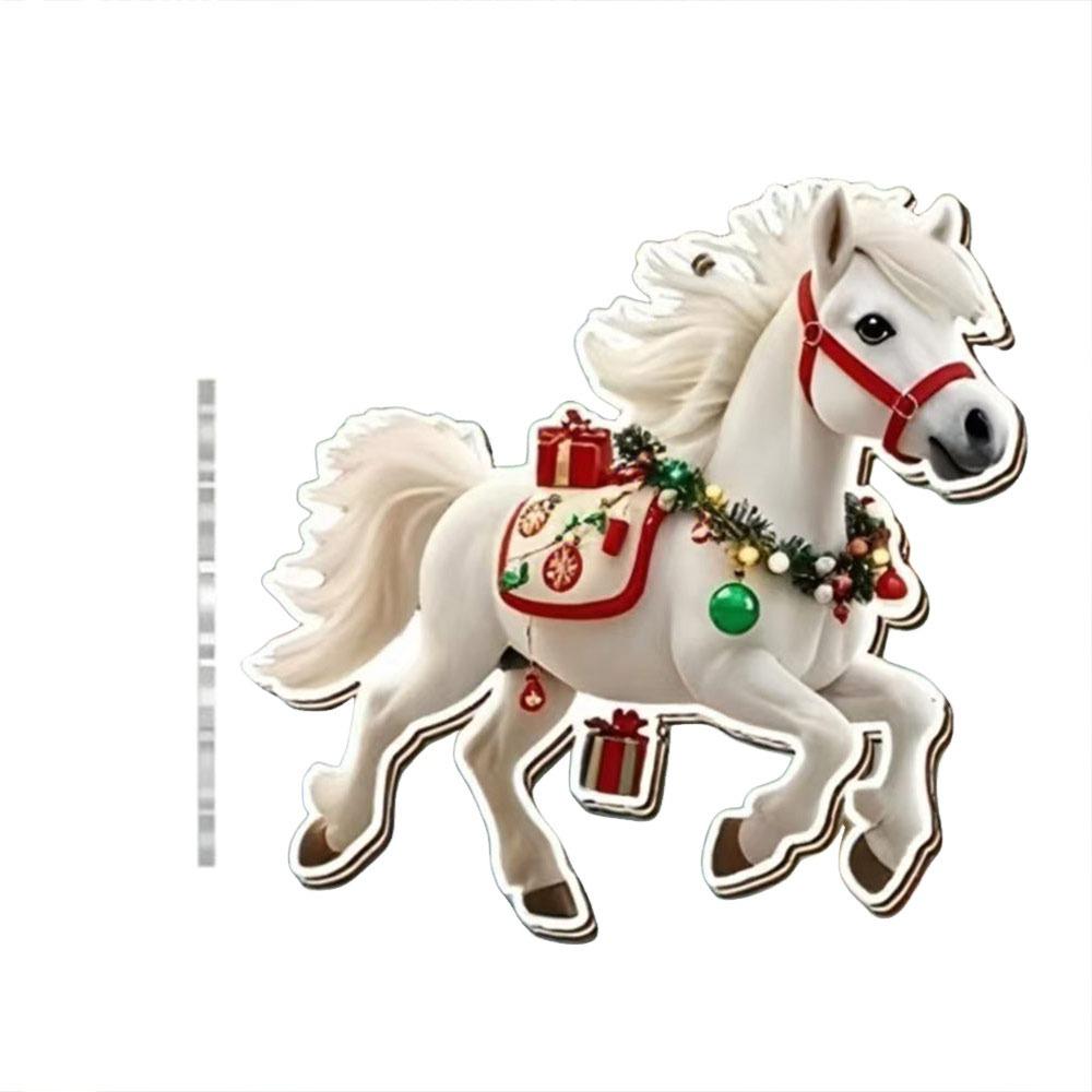 Party 2D Flat Christmas Hanging Pendant Ebony Horse Majesty Acrylic Horse Pendant Xmas Tree Hanging Ornament Navidad Decor