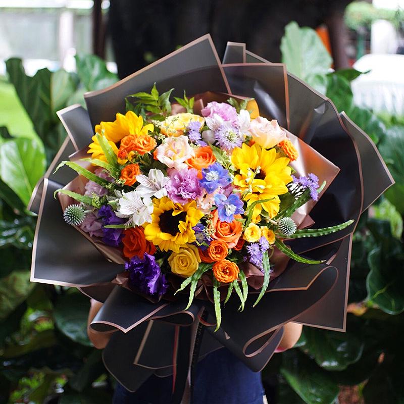 5-Draht-wasserdichte Geleefolie, goldener Rand, Nebelbrot-Blumenpapier, Blumenstrauß-Blumenverpackung (20 Blätter)