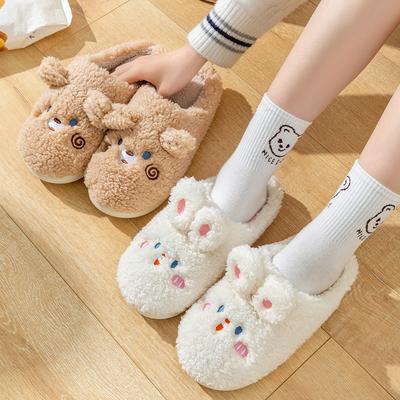 Cute Rabbit Cotton Slippers Piled Thick Bottom Cotton Mop Home Slippers Autumn and Winter 2025 New Fluffy Slippers
