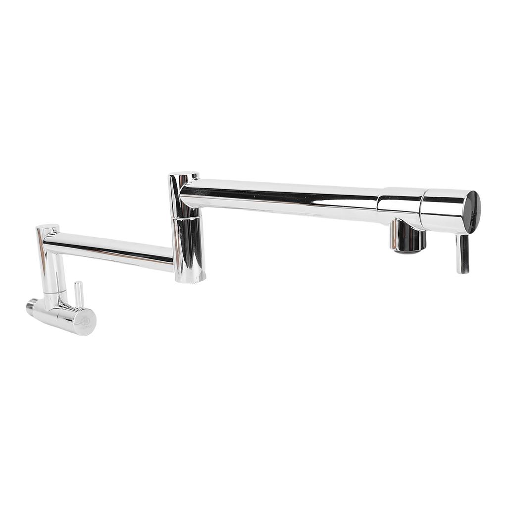 Brushed Pot Filler Faucet Stainless Steel Wall Mount Commercial Kitchen Stove Stretchable Double Joint Swing Arm Single