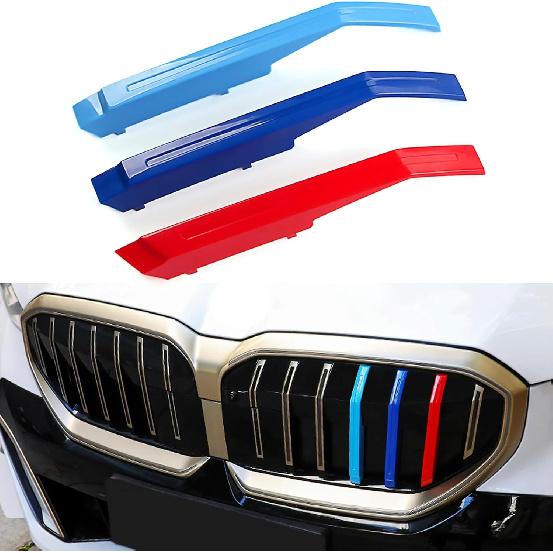 Tricolored Grille ert Trims Compatible With BMW 2010-2016 F10 F11 5 Series 528i 535i 550i with Standard Center Chrome Kidney Grill (10 Beams), NOT