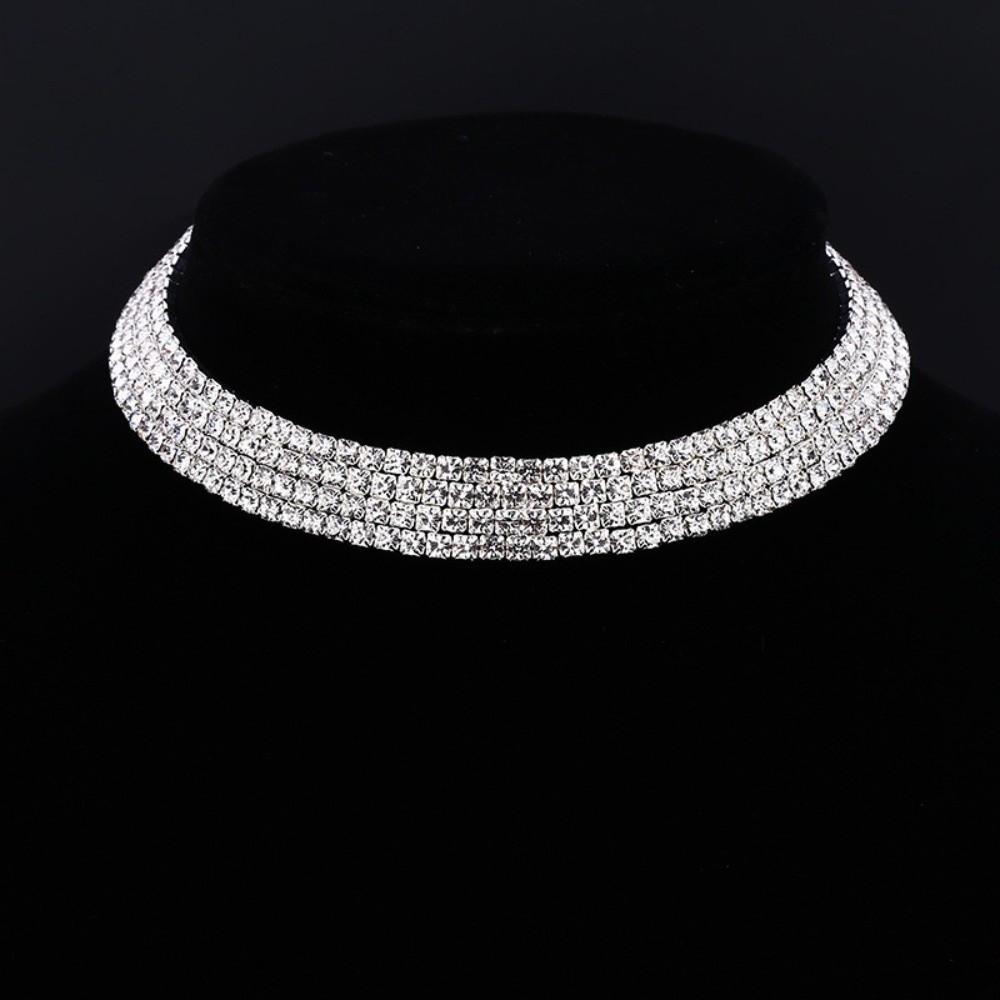 Necklace Crystal Jewelry 3-5 Row Wedding Accessories Bridal Jewelry Set  Women Accessories