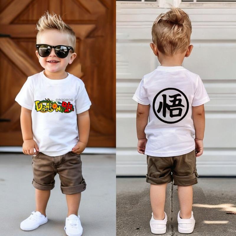 Dragon Ball T-shirt Boys Girls Clothes Fashion Goku Anime Figure Print Clothing Tops Kids Summer Breathable Tops Birthday Gift