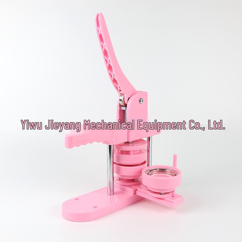 Children's DIY Badge Maker: Horizontal Push Button Press (Pink)