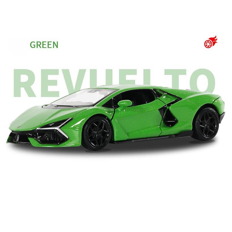 

Симуляція мініатюрного автомобіля Lamborghini Revuelto у масштабі 1/36. Колективний металевий іграшковий автомобіль. Подарунок на день народження.