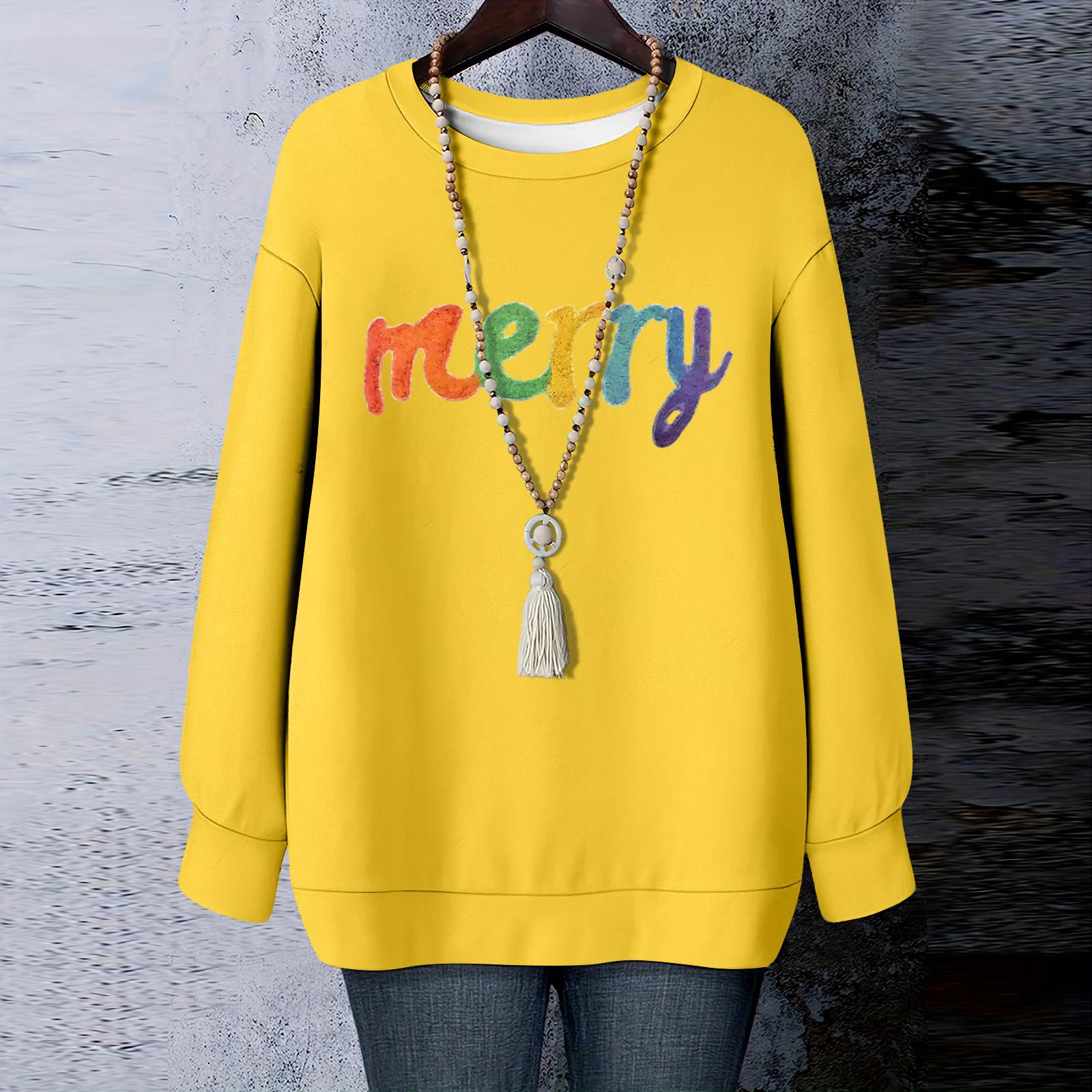 

Женская рождественская футболка с круглым вырезом и длинными рукавами XL жёлтый