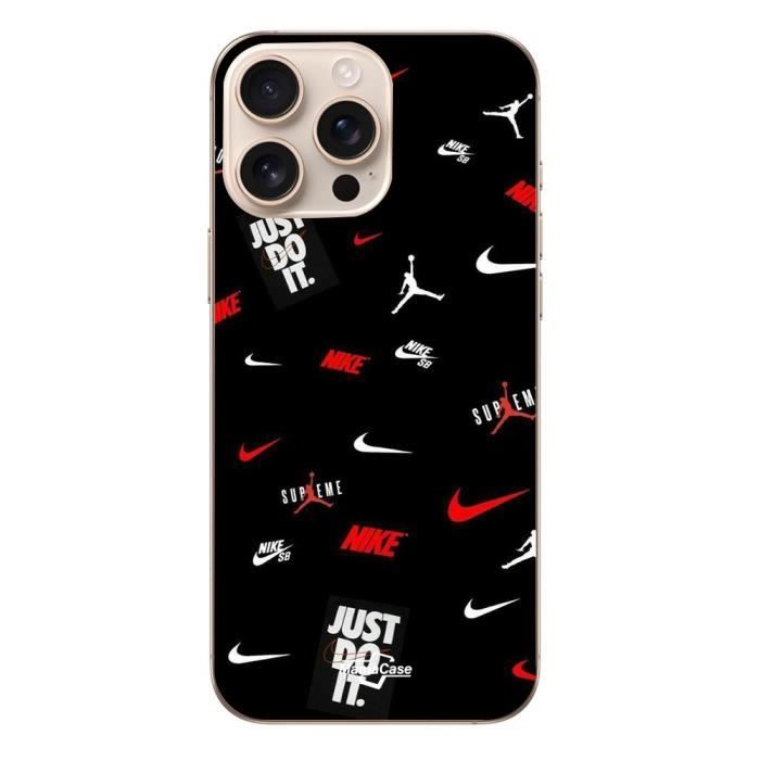 Coque Iphone 16 Pro - NIKE JORDAN - Maniacase - Souple - Blanc Rouge - Noir blanc