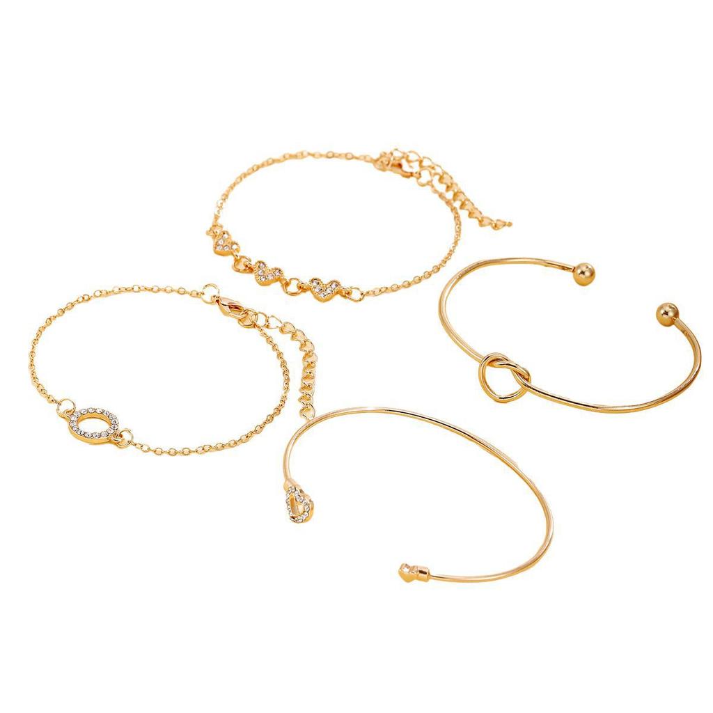 Hot-selling Geometric Hollow Heart-shaped Multi-layer Stacked Winding Bracelet Set Personalized Creative Valentine's Day Jewelry