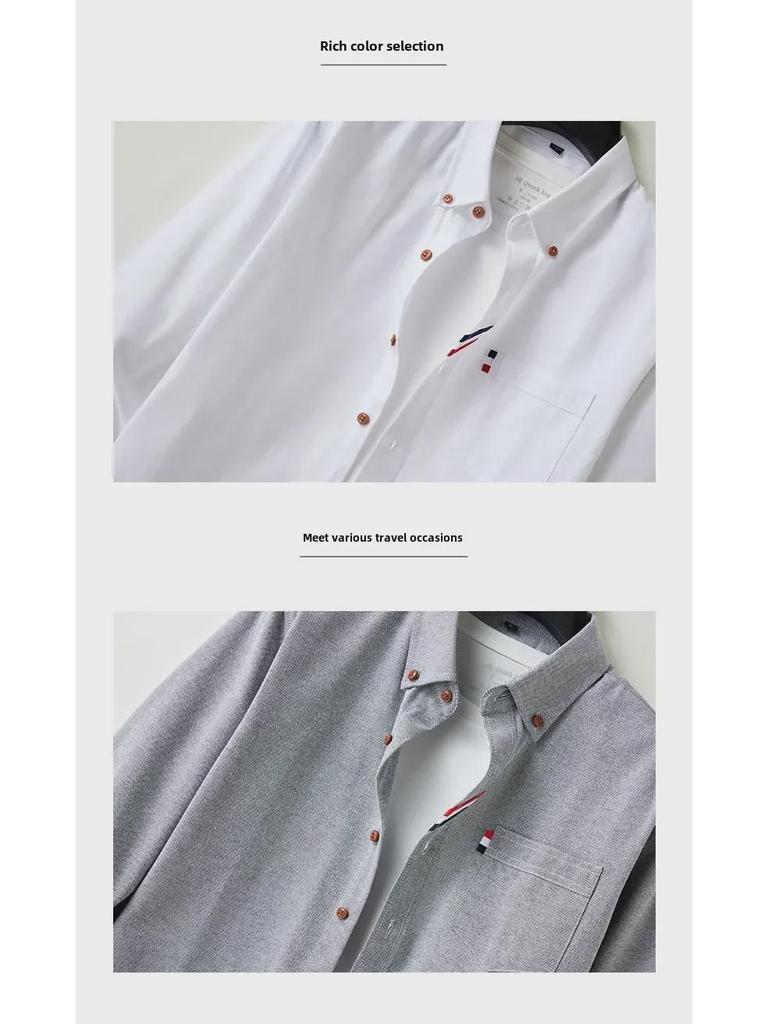 Men's Solid Color Long-Sleeve Business Shirt - Versatile & Stylish