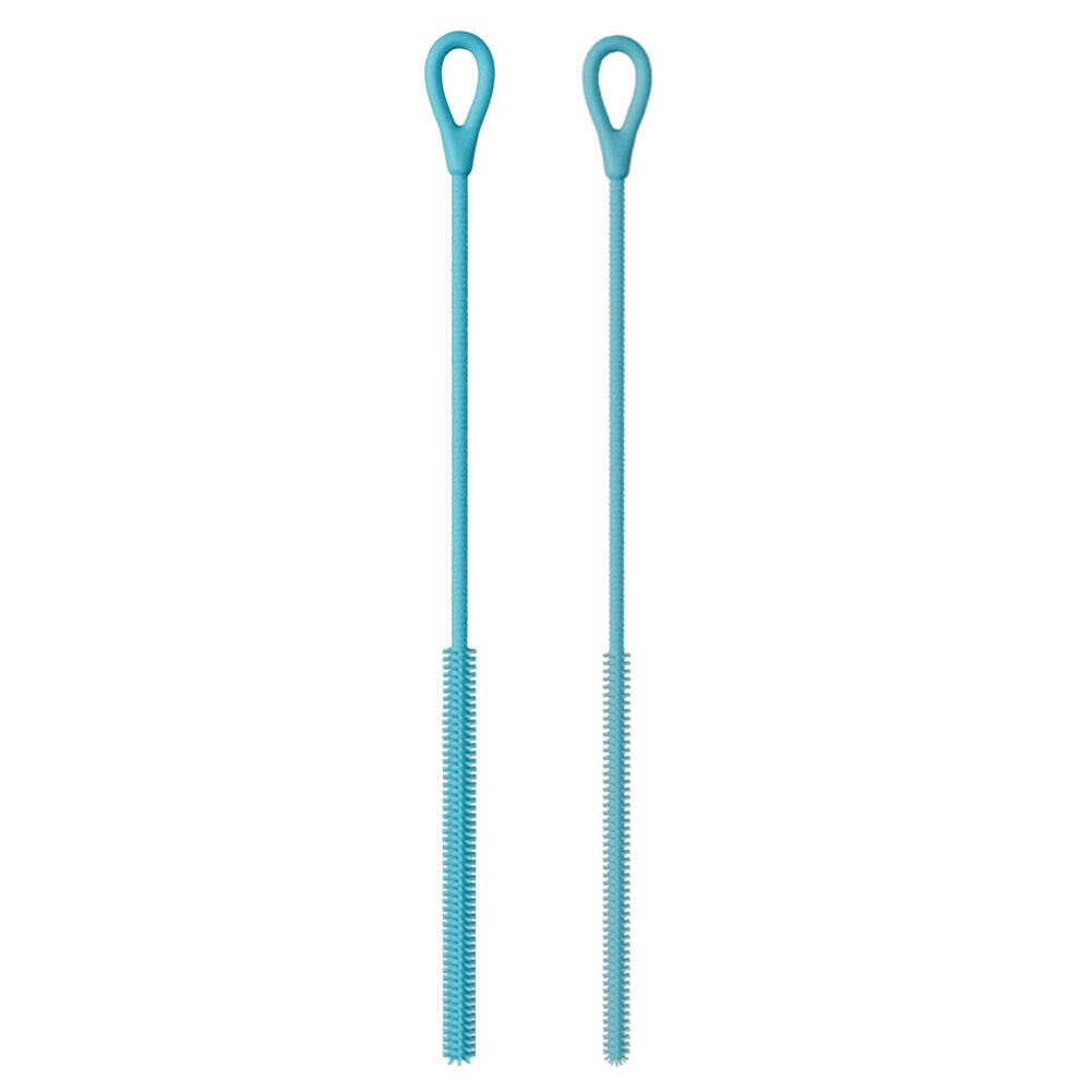2Pcs Silicone Straw Cleaner Brush Straw Cleaning Brush Soft Bottle Brush for Cleaning Metal Plastic Glass Straws