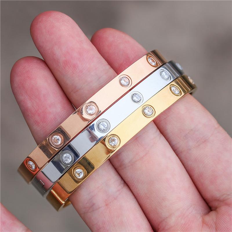 Geometric Titanium Steel Bracelets For Women Men With Rhinestone Decor For Trendy Fashion And Gift