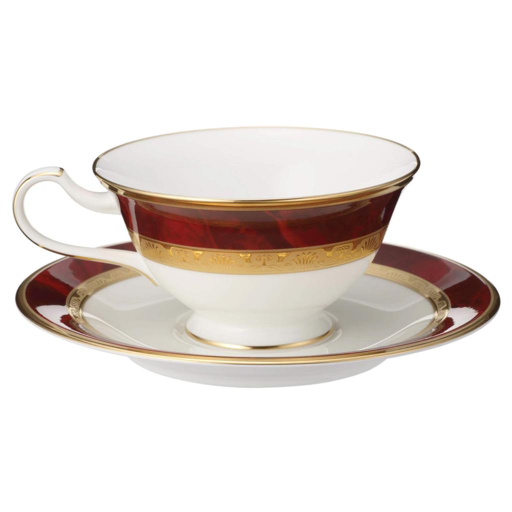 Noritake Hemingway Maroon Bone China Cup and Saucer Both Coffee and (for Tea), 220cc, Y59587/4733