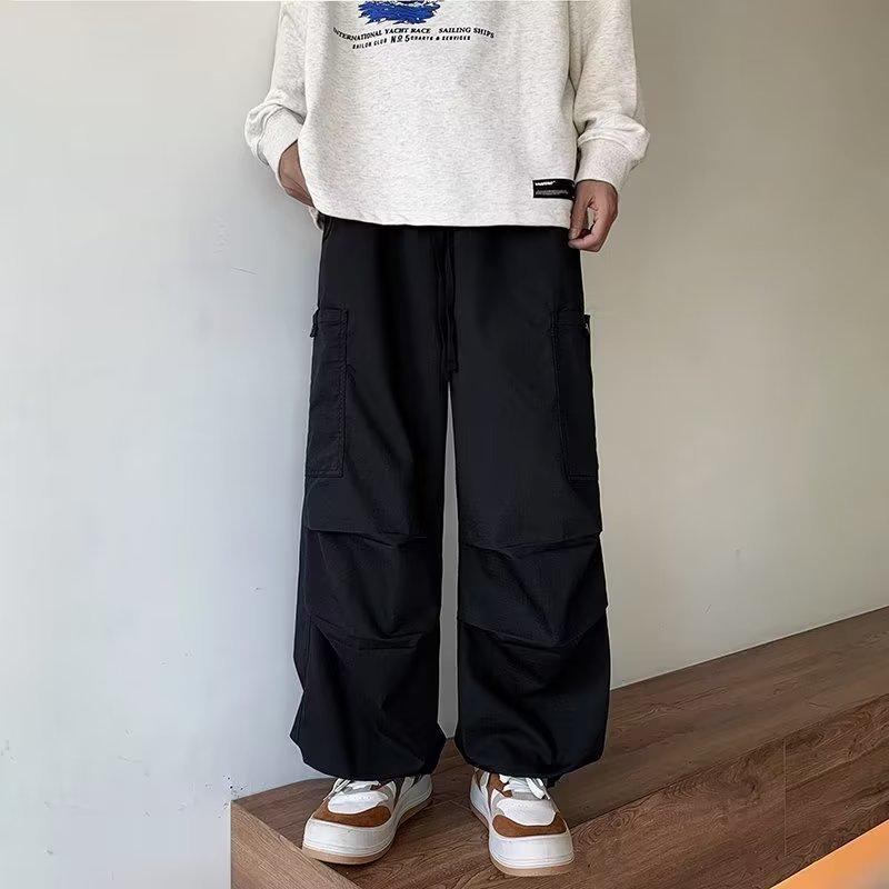 

Unisex High Street Trendy Spring/Autumn Overalls - Loose Casual Straight Pants L чёрный