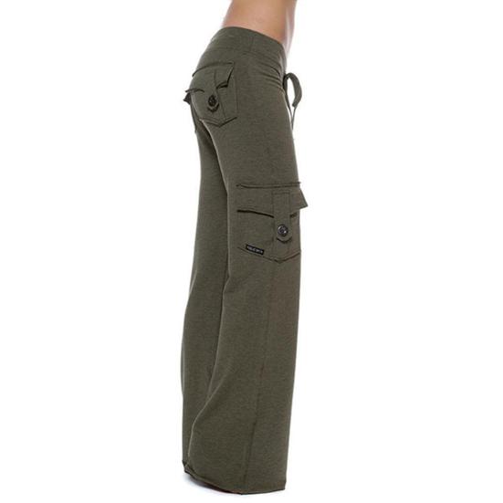 Women Cargo Pants Solid Color Multi-Pocket Loose Casual Sweatpants Solid Color Wide Leg