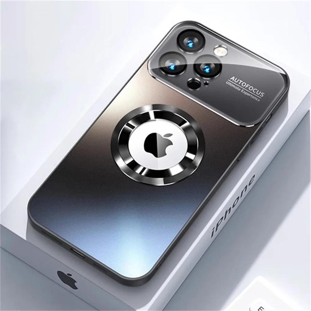 

Розкішний матовий магнітний чохол для телефону для iPhone 16 15 11 12 13 14 Pro Max Повний захист камери Силіконова рамка Матова задня кришка Ковпак For iPhone 16