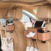 Car Rear Seat Storage Box With Cup Holder Tissue Box Trash Bin and Hook Backseat Organizer For Road Trips